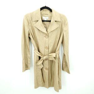 Spiegel 100% Linen Shimmery Metallic Gold Trench/Dress Coat 8